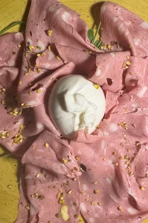 Buffalo mozzarella and mortadella at Inn Bufalito in Sorrento