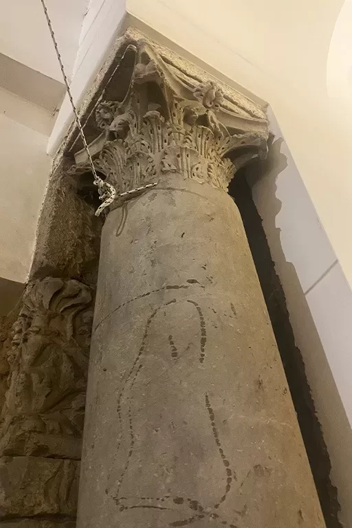 Ancient Roman column at Sorrento's cathedral