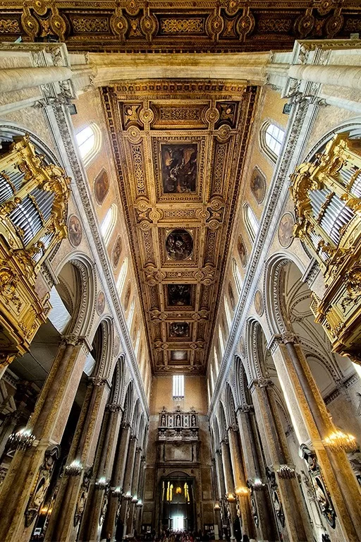 nave and ceiling of naples duomo