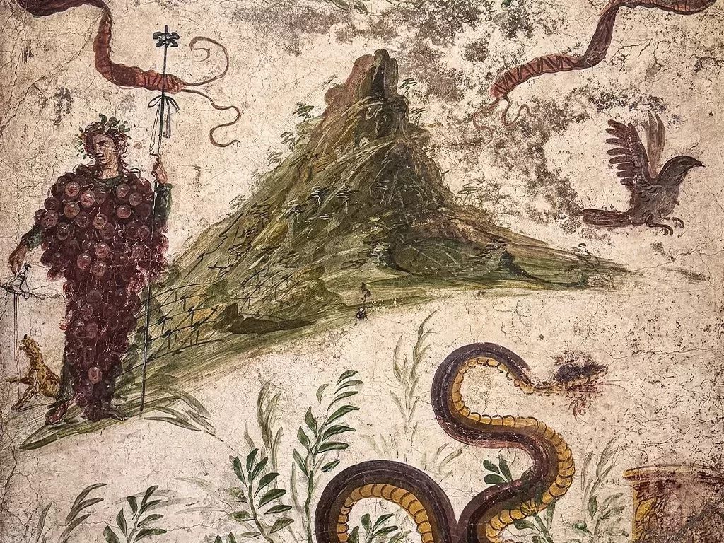 vesuvius fresco close up in naples archeological museum
