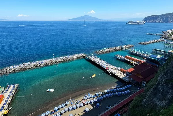 sorrento beaches facing the bay of Naples in May