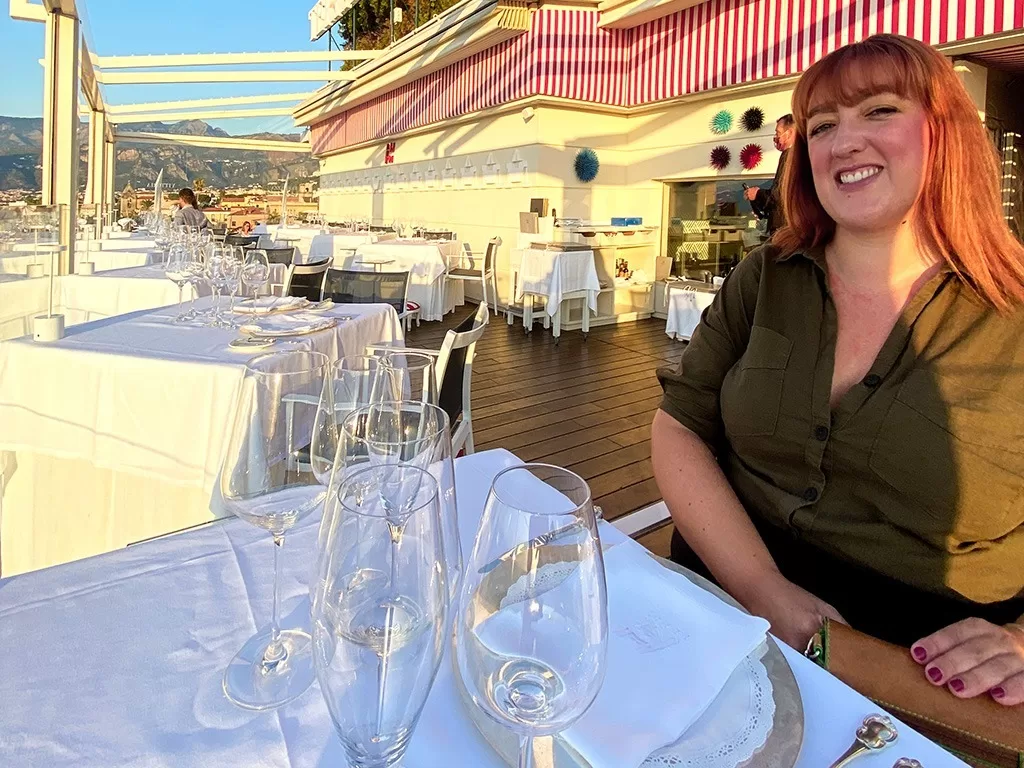 sara at dinner in sorrento