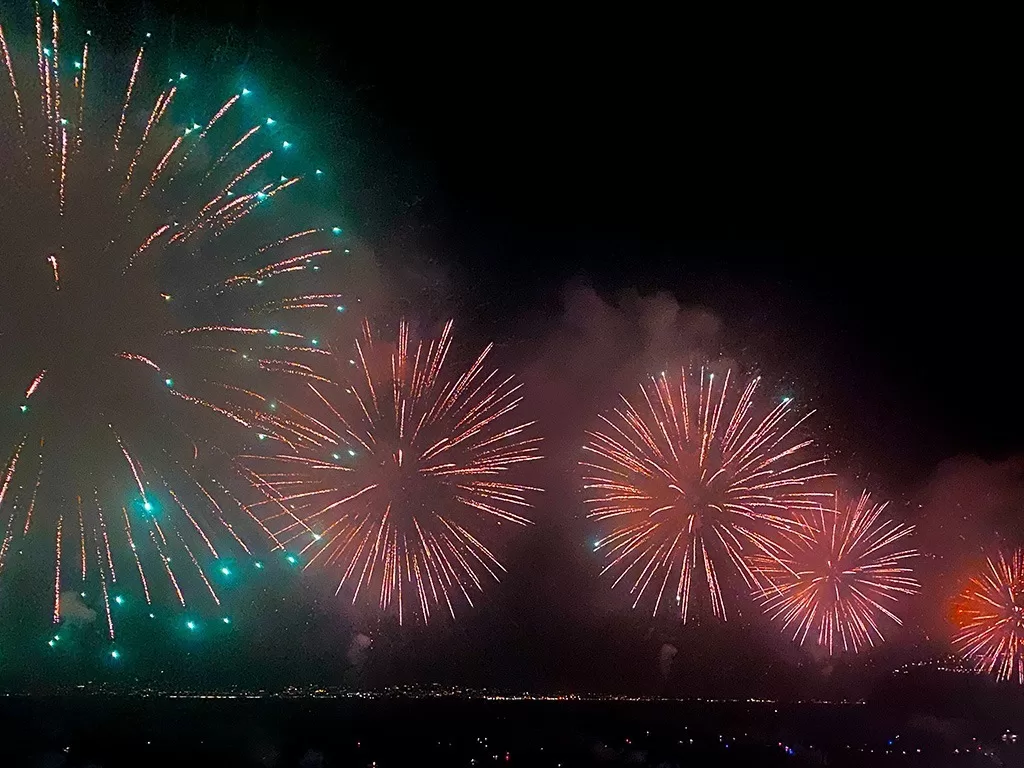 fireworks over bay of naples