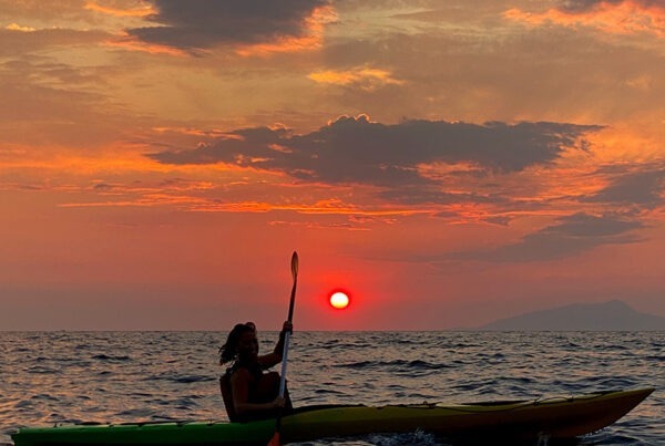 kayaking near sorrento facing bay of Naples in September