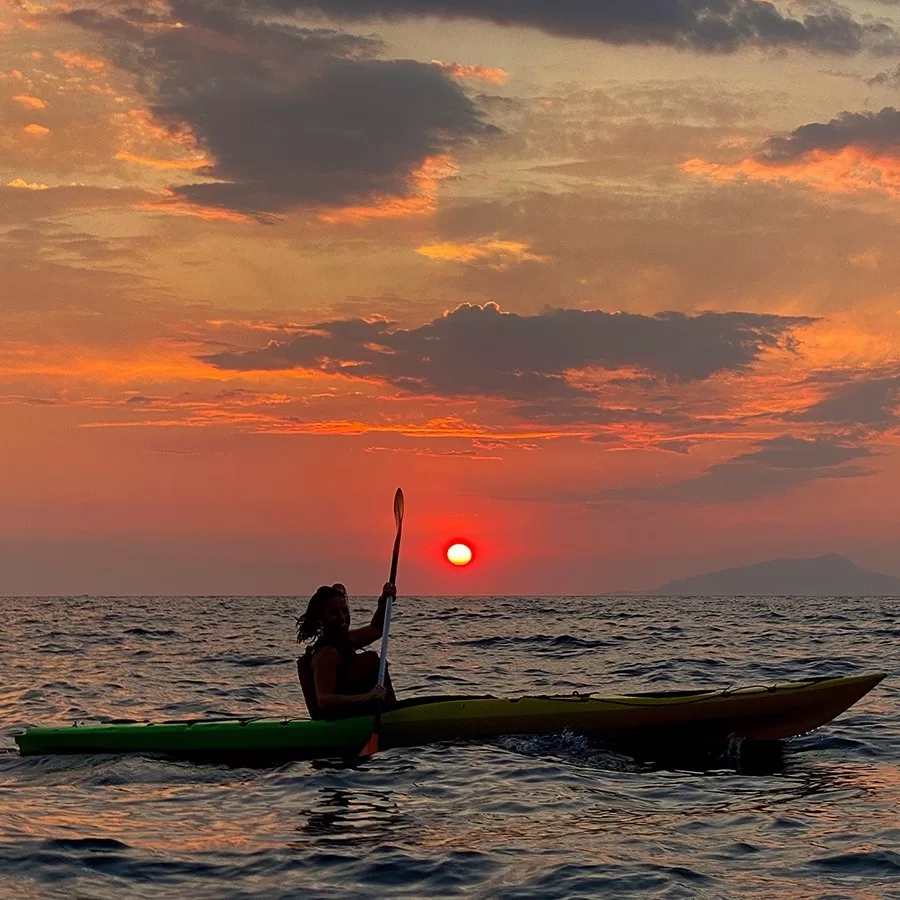 kayaking near sorrento facing bay of Naples in September