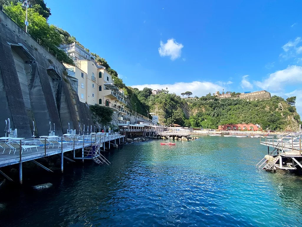 vico equense beach club built into cliffs