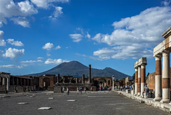 view of vesuvius from pompeii