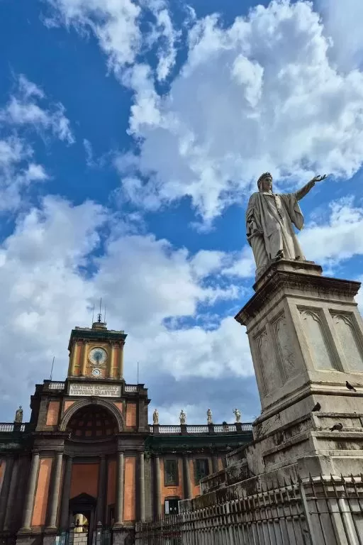 piazza dante clock tower and statue of dante