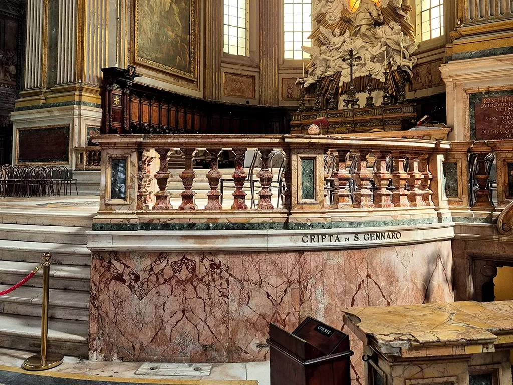entrance to the crypt of san gennaro under the altar of naples cathedral