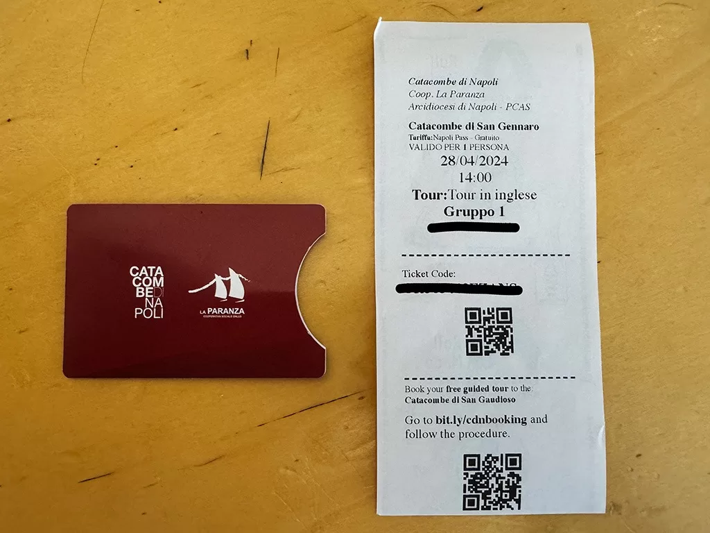 ticket for catacombs of san gennaro