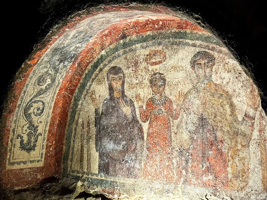 byzantine family ancient fresco