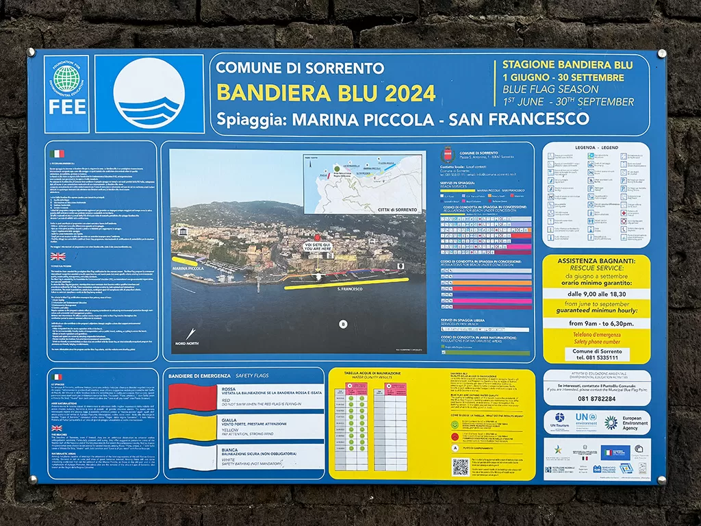 bandiera blu board of sorrento beaches