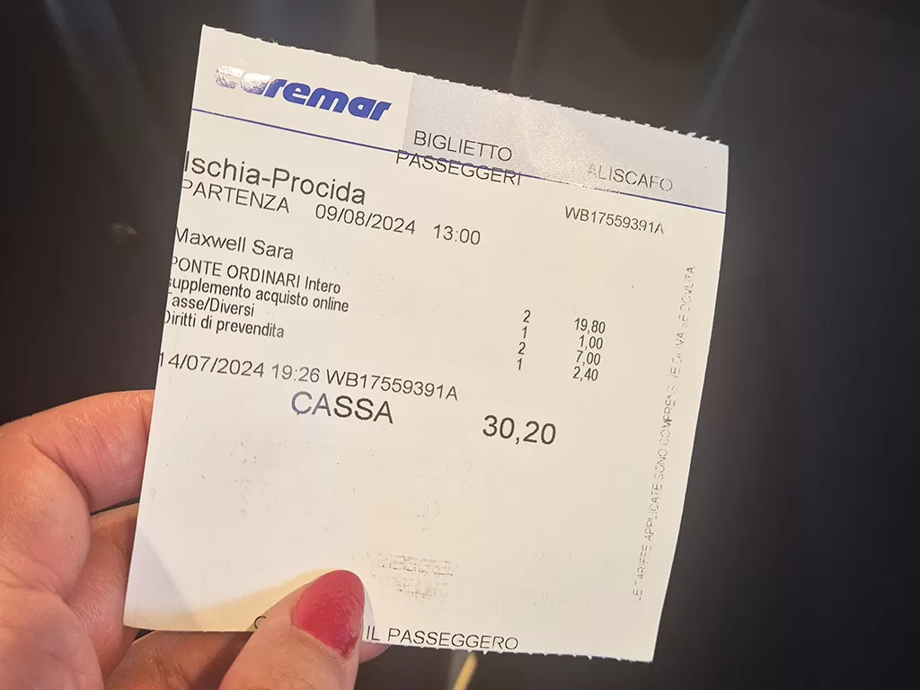 ferry ticket example