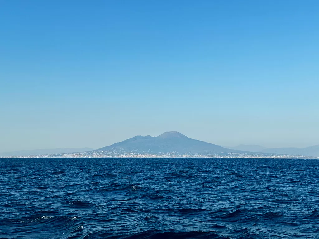 view of vesuvius from ferry