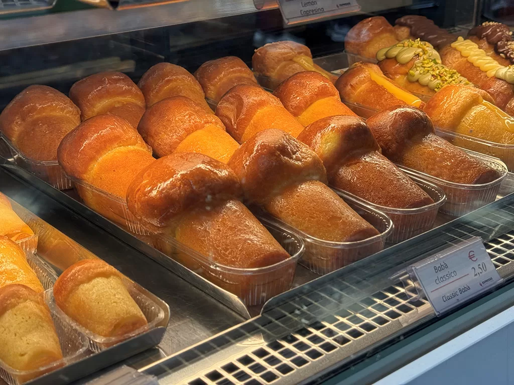rum baba on display