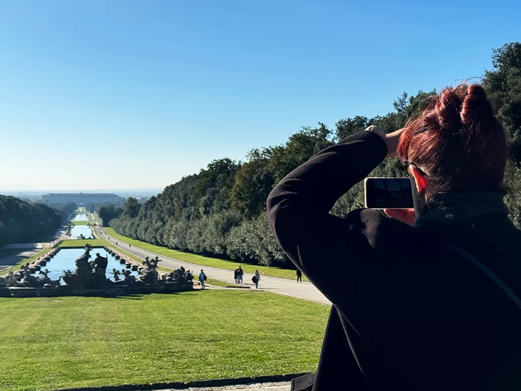sara taking picture of caserta royal palace
