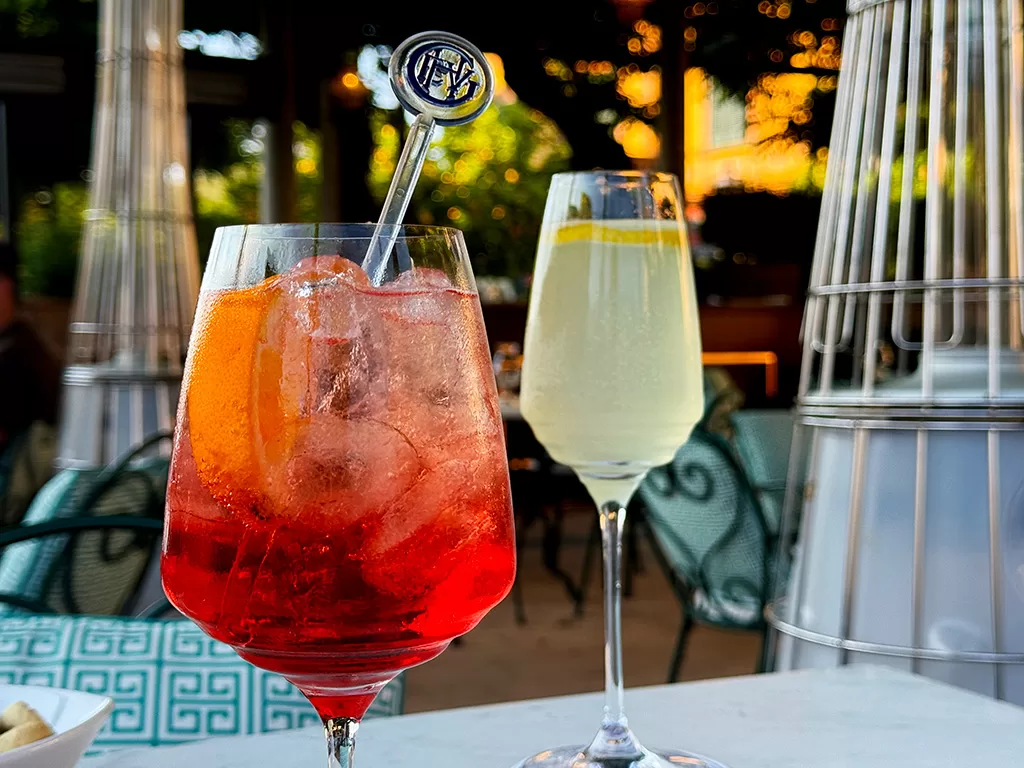 campari spritz and lemon fizz drinks