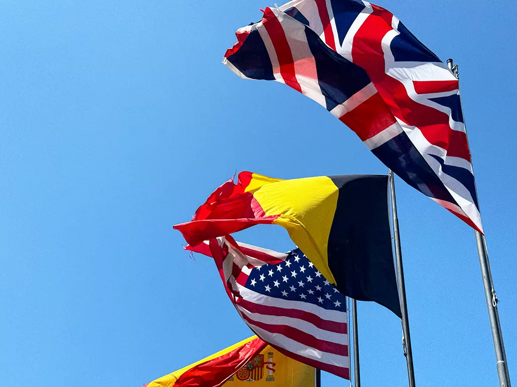 flags on piazza tasso sorrento