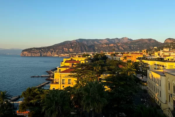 where to stay in sorrento view of town at sunset