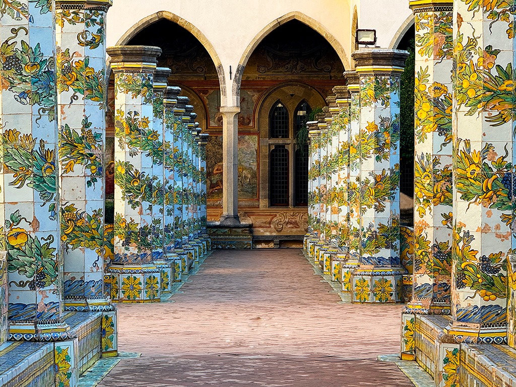 columns in santa chiara cloister naples