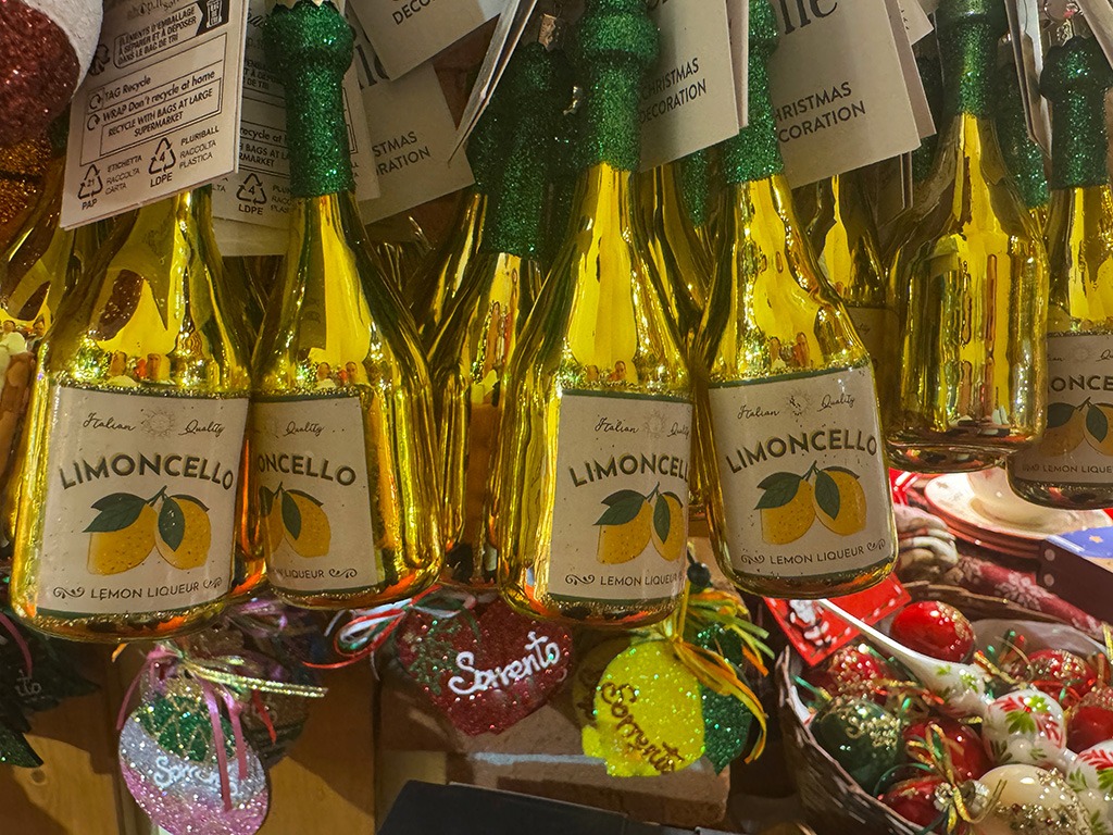 close up of limoncello christmas tree ornaments