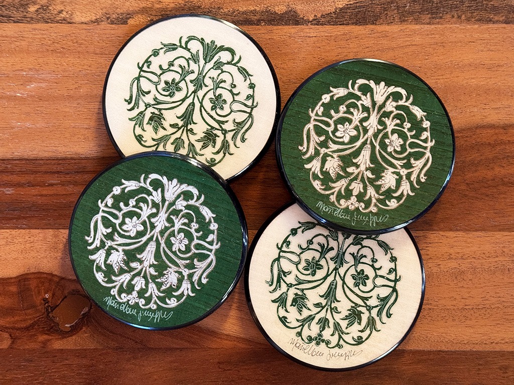 inlaid wood coasters from sorrento