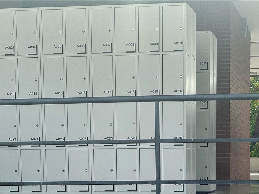 lockers for bags at Herculaneum site