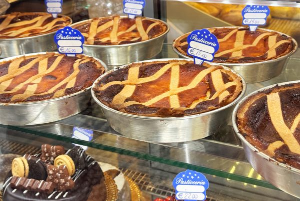easter in naples pastiera on display in bakery