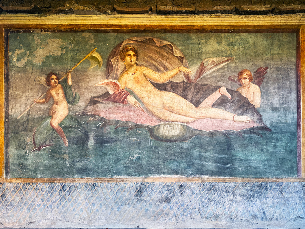 ancient fresco in casa delle venere in pompeii