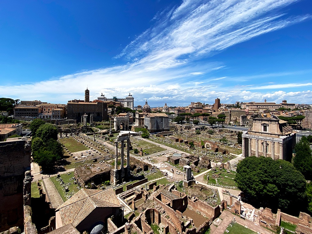 view of roman forum from palatine hill
