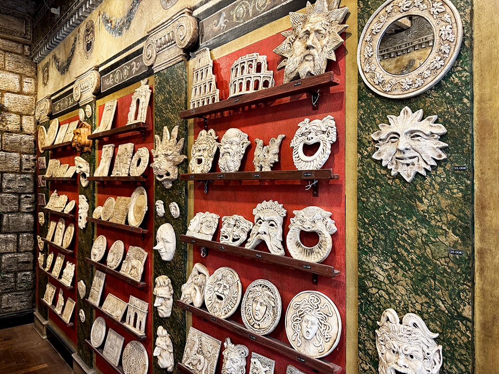 shop with mixed ceramic plaques