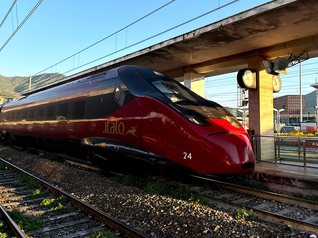 italo high speed train at salerno train station