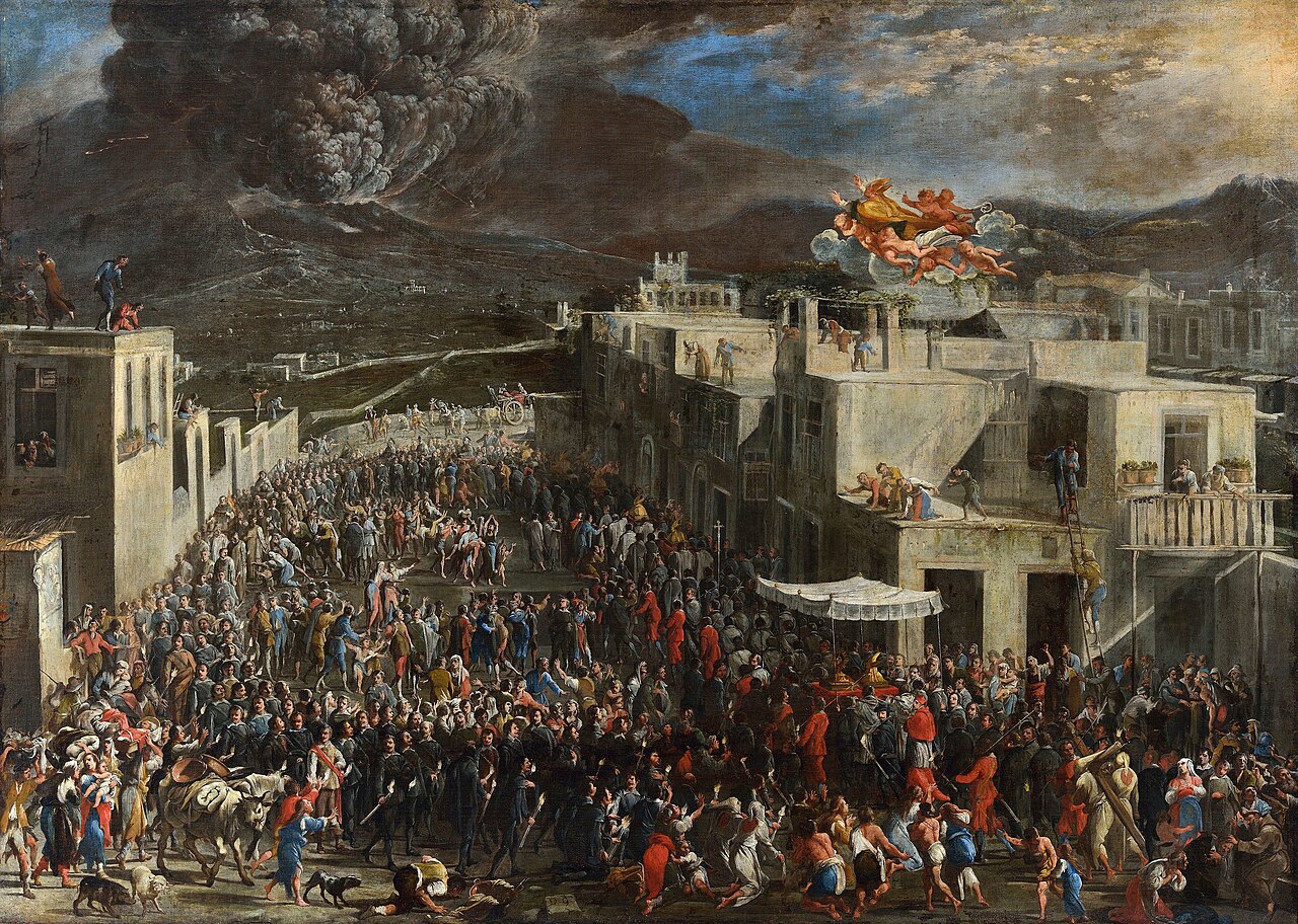 public domain copy of a painting by domenico gargiulo of the vesuvius eruption in 1631
