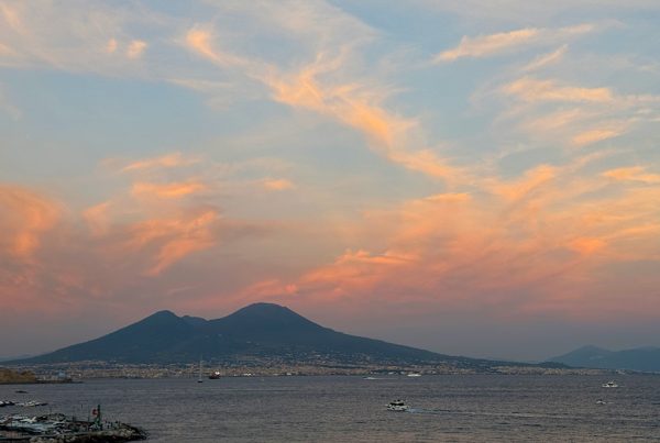mount vesuvius eruptions view at sunset from posillipo naples