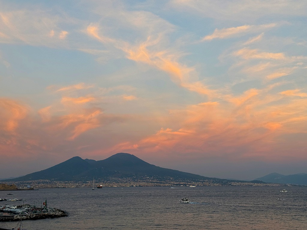 mount vesuvius eruptions view at sunset from posillipo naples