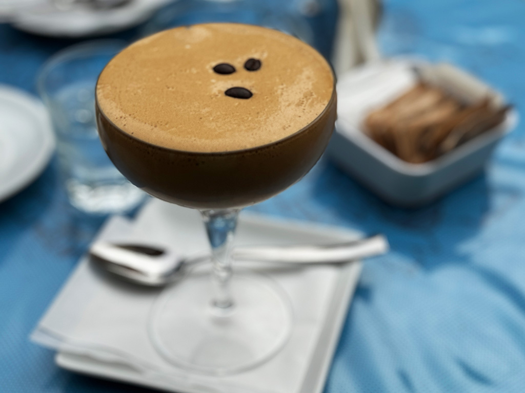 caffe shakerato in a martini glass